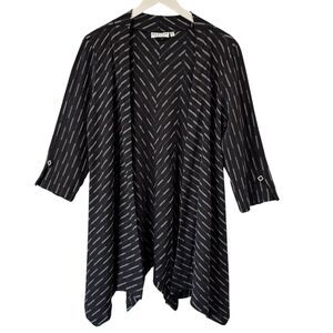 Habitat Crepe Open Shark Bite Long Thin Blazer Cardigan Modern Top Small Black